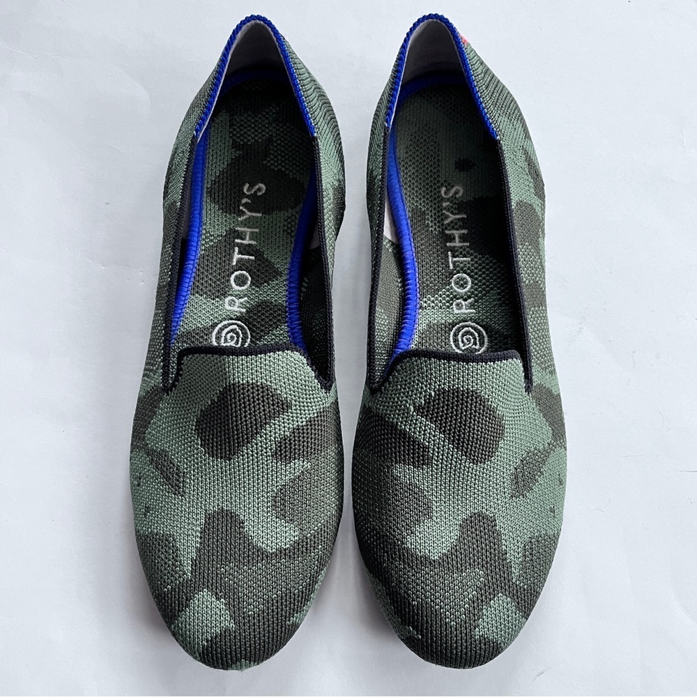 Rothy's The Loafer Green Camouflage Women’s Flats Shoes Size 7.5